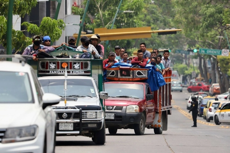 Integrantes del grupo de autodefensas ‘El Machete’ de Pantelhó se manifestaron en las calles de Tuxtla Gutiérrez, el 19 de mayo de 2022. Foto Cuartoscuro