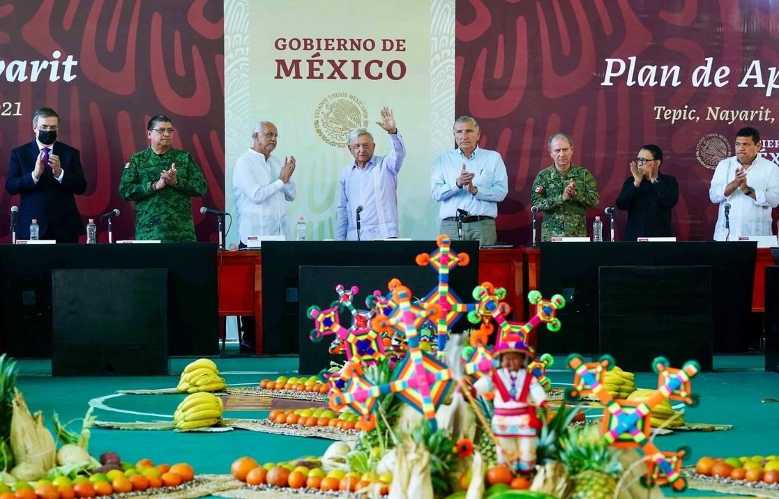 El presidente Andrés Manuel López Obrador, en el Plan de Apoyo al Estado de Nayarit. Foto Presidencia