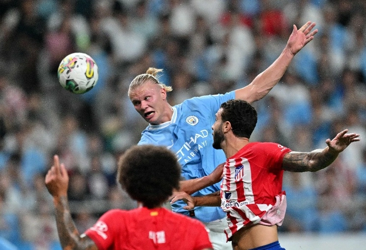 El Manchester City y Atlético de Madrid jugaron un partido amistoso en el World Cup Stadium de Seúl, Corea del Sur.  Foto Afp