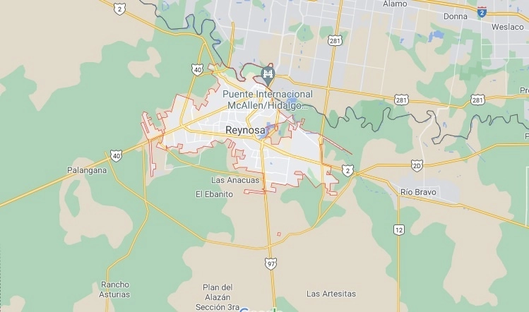 Los hechos ocurrieron en las colonias Almaguer, Lampacitos, Unidad Obrera y Bienestar de Reynosa, Tamaulipas, donde un convoy armado recorrió las calles en contra de civiles desarmados, ante lo cual respondió la policía estatal, matando a 4 de los posibles agresores e hiriendo a uno más. Imagen tomada de Google Maps