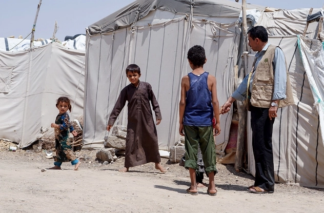 Campamento de desplazados en la provincia de Ma´rib, Yemen. Foto Afp