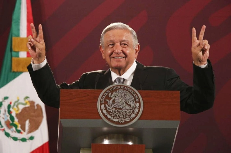 El presidente Andrés Manuel López Obrador durante su conferencia matutina en Palacio Nacional, en la Ciudad de México, el 25 de julio de 2023. Foto María Luisa Severiano