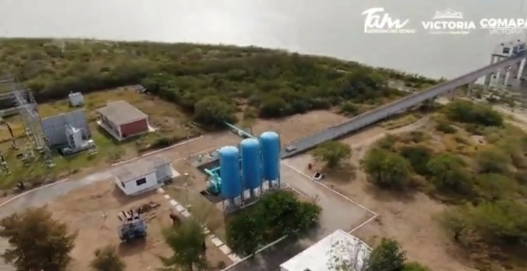 Aspecto de la obra inicial del acueducto que se pretende extender a Ciudad Victoria. Foto Gobierno Tamaulipas