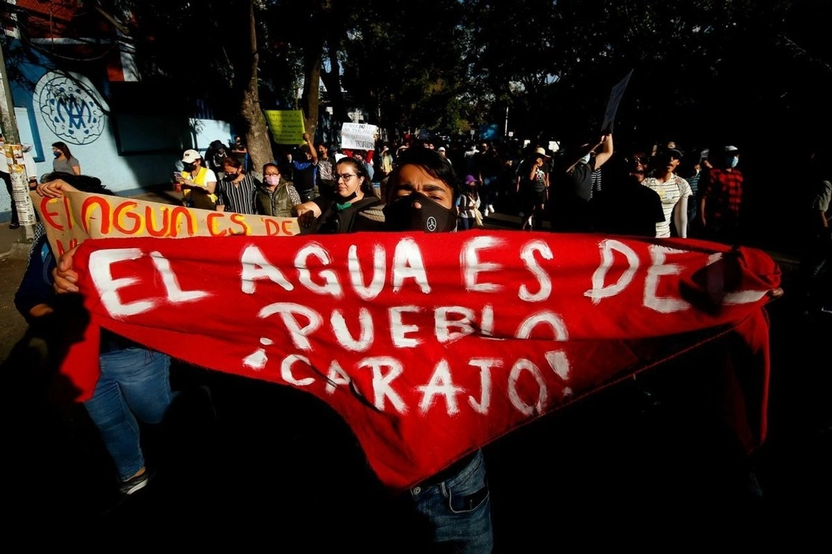 Activistas de la red en defensa del agua, en protesta en 2022. Foto