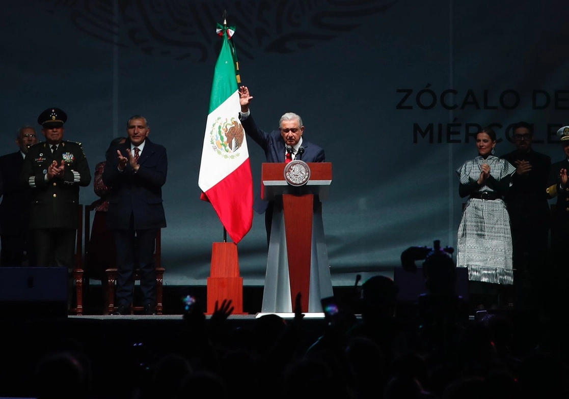El presidente Andrés Manuel López Obrador durante su mensaje con motivo del tercer año de gobierno. Foto Cristina Rodríguez
