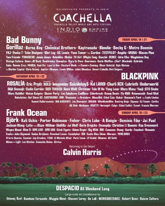 El grupo de K-pop surcoreano Blackpink será por su parte el primer asiático en liderar la cartelera del festival. Foto @coachella