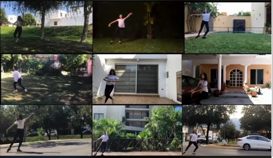 Las alumnas que realizaron su propuesta mediante la plataforma de zoom, envian un mensaje de esperanza al unir la literatura con la danza para transmitir lo que sienten en estos momentos de emergencia sanitaria. Imagen tomada de la transmisión a través del Facebook de @lasuperioresmdm