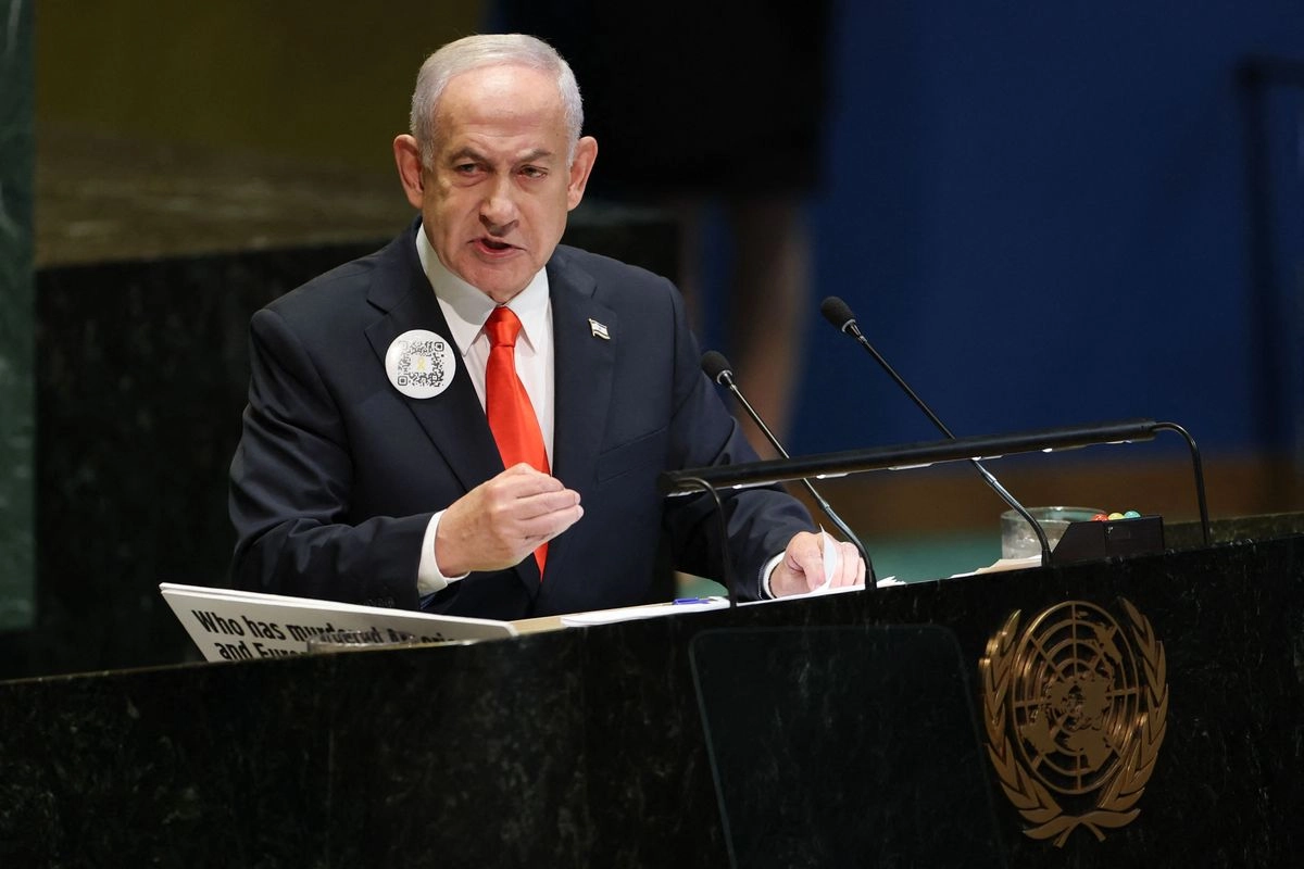Benjamin Netanyahu acusa a Qatar de financiar una campaña de desprestigio contra su gobierno. En la imagen, el primer ministro israelí en la ONU el viernes pasado.