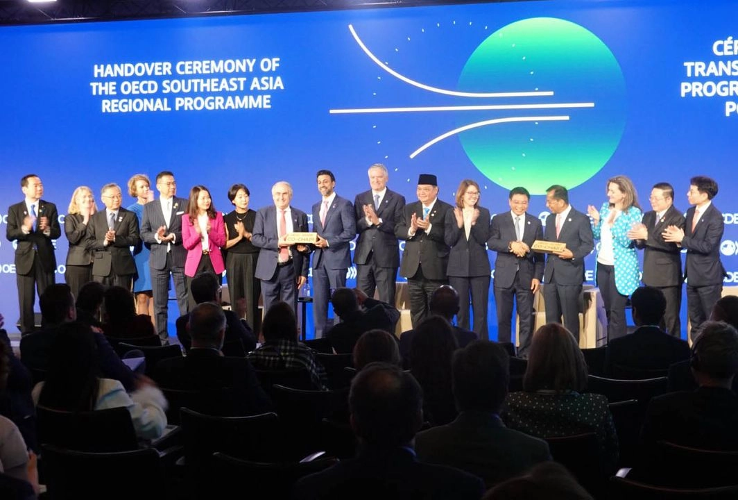 Ayer se realizó la ceremonia de apertura de la Reunión Ministerial del Consejo de la OCDE con el traspaso de la copresidencia del Programa Regional para el Sudeste Asiático, entregada por Australia y Vietnam a Canadá y Filipinas. Foto Facebook de Asean