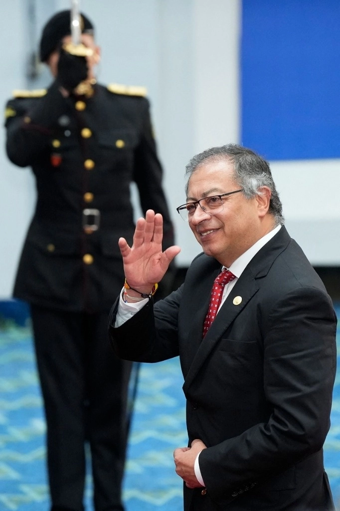 Gustavo Petro, presidente de Colombia, en la toma de protesta del nuevo presidente de Panamá, José Raúl Mulino, el 1° de julio de 2024- Foto Afp
