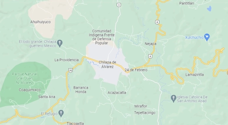 Primeros reportes señalan que el ataque ocurrió a mediodía en el municipio guerrerense de Chilapa de Álvarez. Foto Tomada de Google Maps
