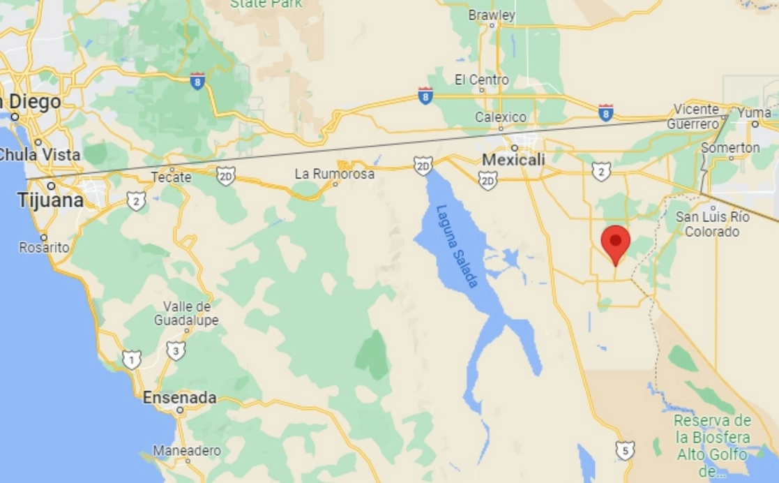 Un muerto y dos lesionados es el saldo de un ataque armado en el poblado Guadalupe Victoria del Valle de Mexicali. Imagen tomada de Google Maps