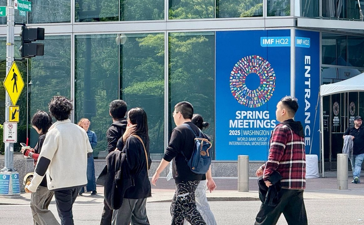 Edificio del Fondo Monetario Internacional, donde se llevan a cabo las reuniones de primavera del Banco Mundial y el FMI, en Washington, el 20 de abril de 2025. Foto 