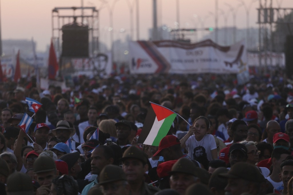 Palestinian flags fly in May 1 marches