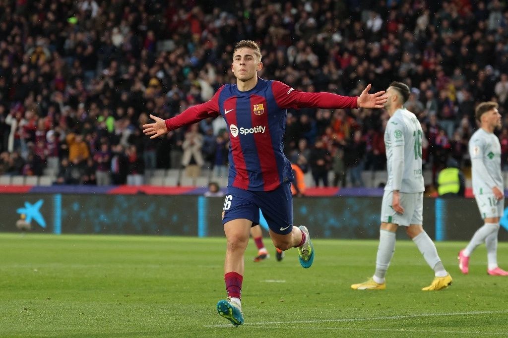 Fermín López anotó el cuarto gol del Barcelona ante Getafe en la fecha 26 de La Liga. Foto Afp 