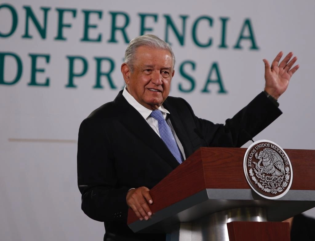 El presidente Andrés Manuel López Obrador durante su conferencia matutina desde Palacio Nacional, Ciudad de México, el 20 de octubre de 2021. Foto Guillermo Sologuren
