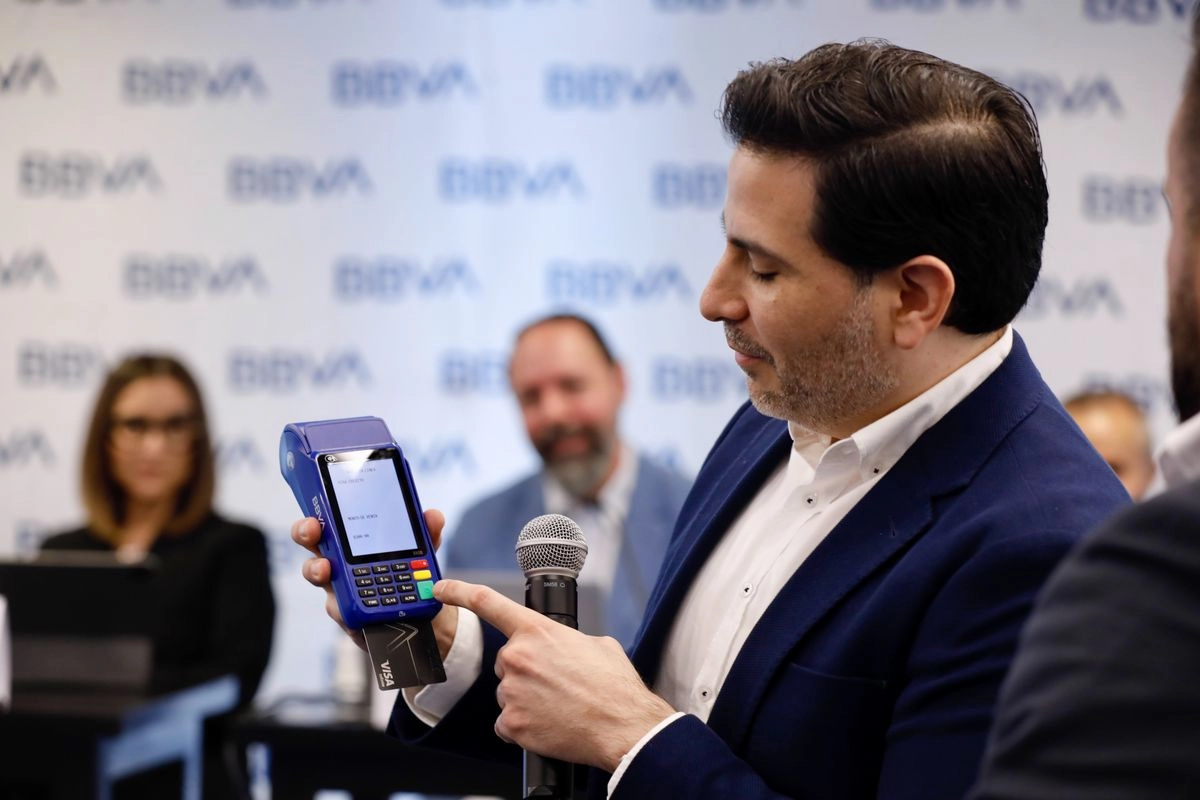 Directivos de BBVA presentan los avances en camino a la digitalización de pequeñas y medianas empresas en el país, en la Ciudad de México, el 24 de julio de 20205. Foto 
