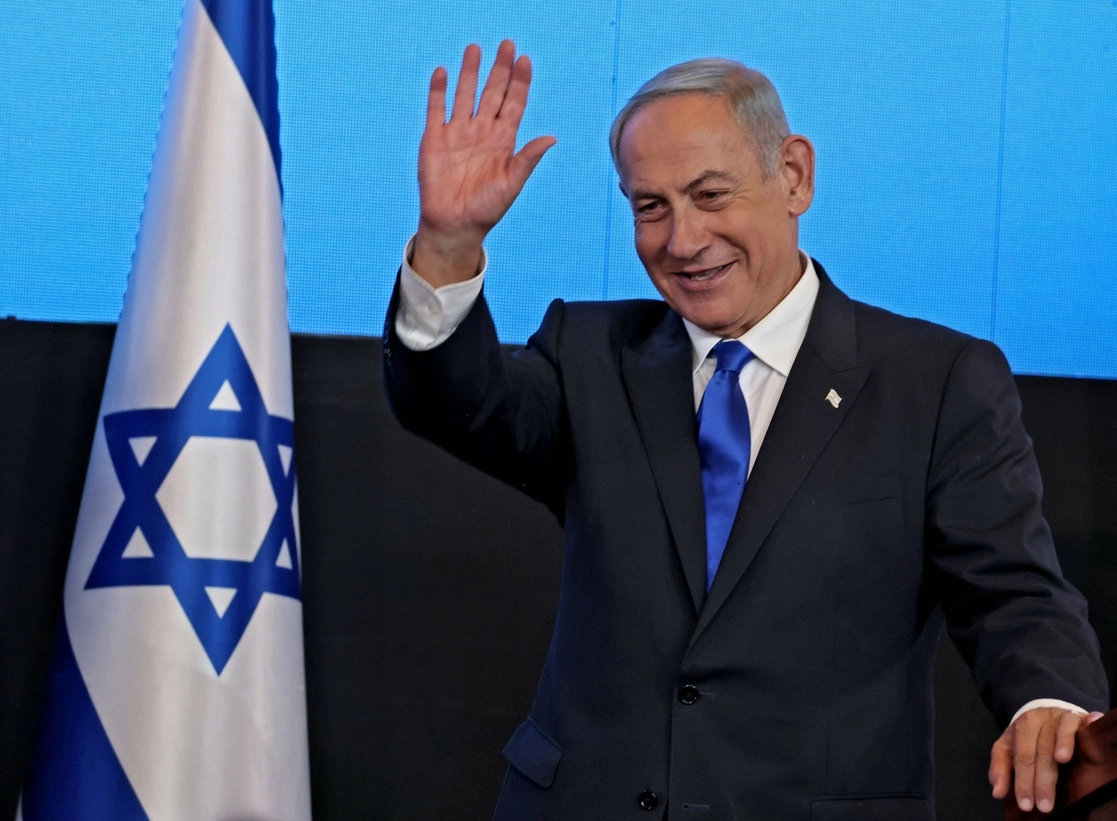 Benjamin Netanyahu, el veterano líder israelí informó al presidente, Isaac Herzog, la conformación de gobierno. Foto Afp