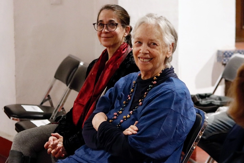 La productora Bertha Navarro y su hija Valentina Leduc, en la presentación de la Muestra de Cine Mexicano. Foto Germán Canseco