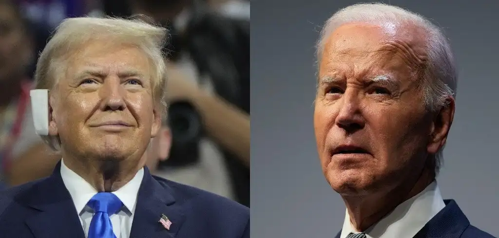 Donald Trump, candidato presidencial republicano y Joe Biden, presidente de EU y aspirante a la relección demócrata. Foto Ap y Afp 