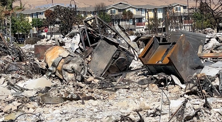 Zona de desastre por el incendio en Maui. Foto Xinhua