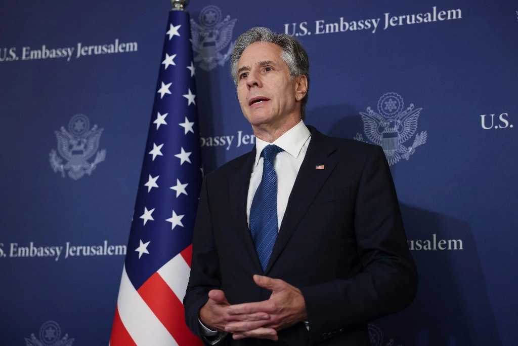 El secretario de Estado de Estados Unidos, Antony Blinken, en el hotel David Kempinski en Tel Aviv, Israel, el lunes 19 de agosto de 202. Foto Ap
