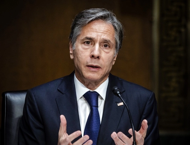 El secretario de Estado de EU, Antony Blinken durante su encuentro con la Comisión de Relaciones Exteriores del Senado. Foto Ap