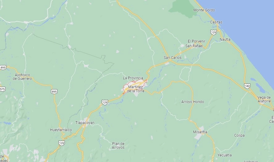 Familiares y amigos de Daniel Zarate bloquearon la carretera federal 129 para exigir a las autoridades dar con su paradero. Imagen de Google Maps