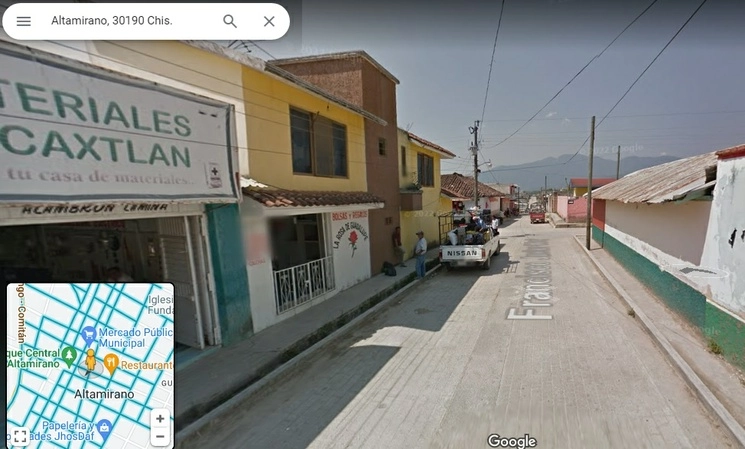 Aspectos de Altamirano, Chiapas en captura de pantalla de Google Maps