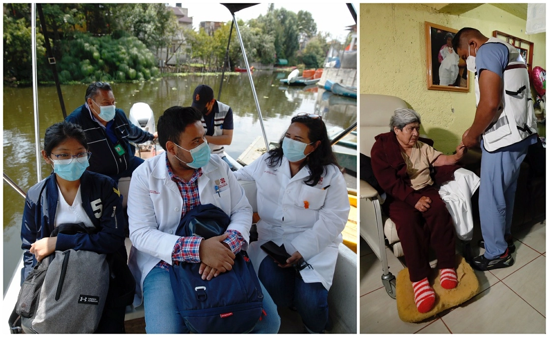 Integrantes del programa Salud en tu Casa se trasladan en lanchas para buscar y atender a personas que no pueden salir de sus viviendas por alguna enfermedad. Fotos Cristina Rodríguez