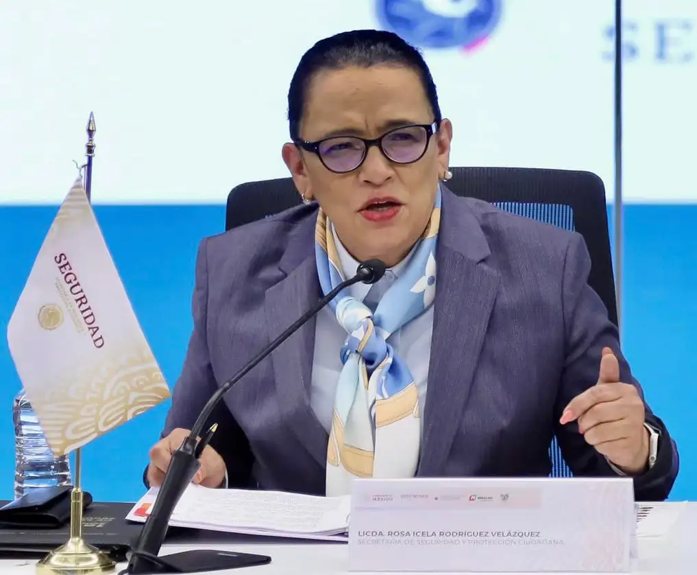 Rosa Icela Rodríguez durante la primera reunión zona centro 2022 de la Conferencia Nacional de Secretarios de seguridad Pública. Foto cortesía SSPC