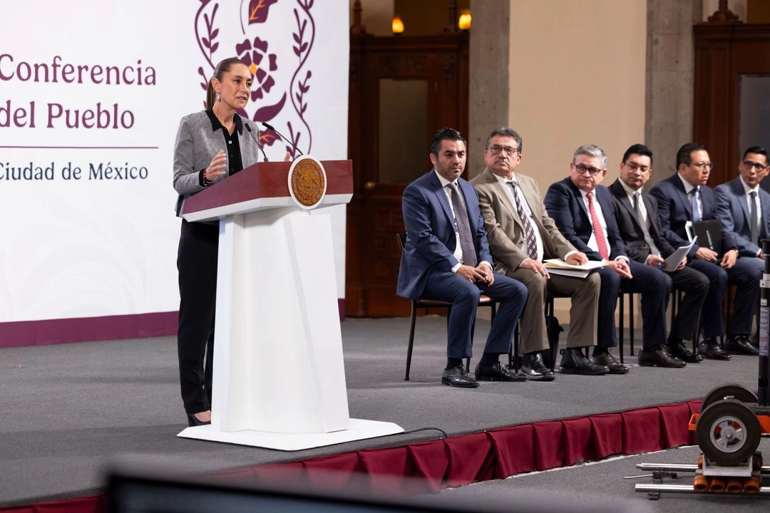 La presidenta Claudia Sheinbaum durante su conferencia matutina en Palacio Nacional, en la Ciudad de México, el 28 de mayo de 2025. Foto 