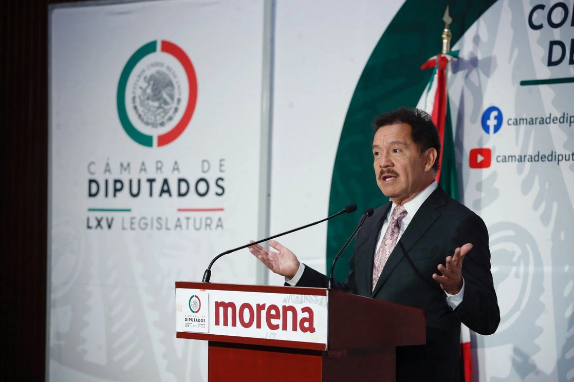 El presidente de la Junta de Coordinación Política (Jucopo), Ignacio Mier Velazco (Morena), en conferencia de prensa el 02 de febrero de 2023. Foto Cristina Rodríguez