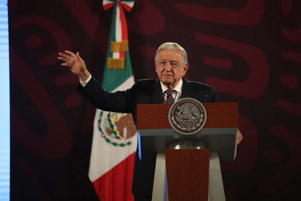 El presidente Andrés Manuel López Obrador durante su conferencia matutina en Palacio Nacional, el 26 de julio de 2024. Foto Yazmín Ortega Cortés