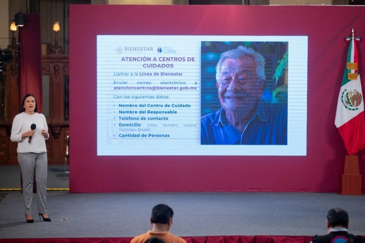 La secretaria de Bienestar durante una conferencia de prensa en Palacio Nacional, el 15 de junio de 2020. Foto Cuartoscuro