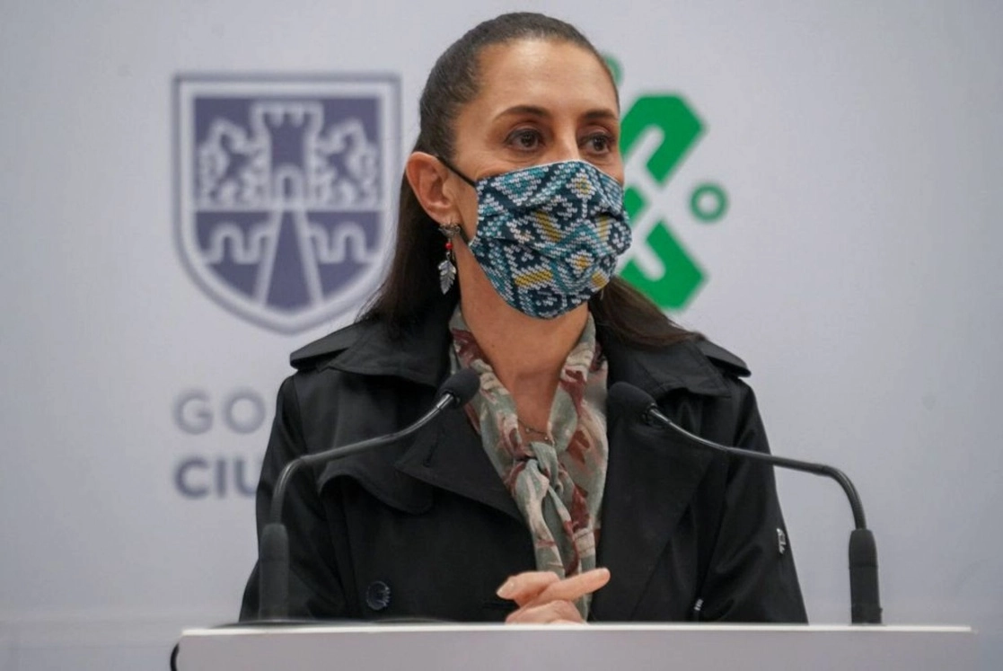 La jefa del gobierno capitalino, Claudia Sheinbaum Pardo, durante la conferencia de prensa sobre el Cablebús, el 29 de junio de 2021. Foto Cuartoscuro