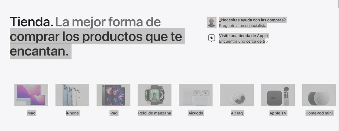 Portada de la página oficial de Apple.