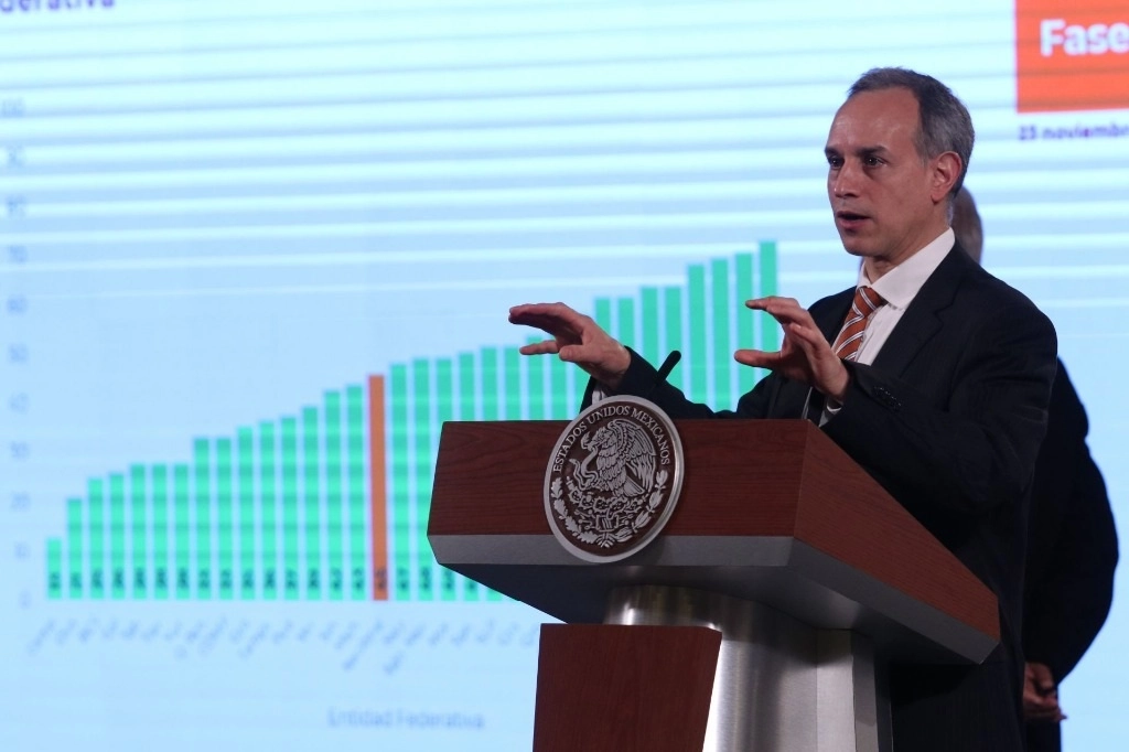 El subsecretario de prevención y Promoción de la Salud, Hugo López-Gatell, en la conferencia matutina presidencial del 24 de noviembre de 2020. Foto Cuartoscuro