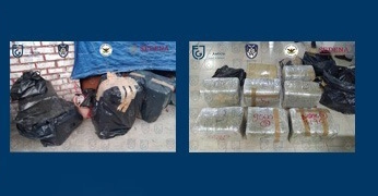 Durante la detención de los tres señalados les fue decomisado más de 60 kilos de mariguana. Foto Fiscalía CDMX