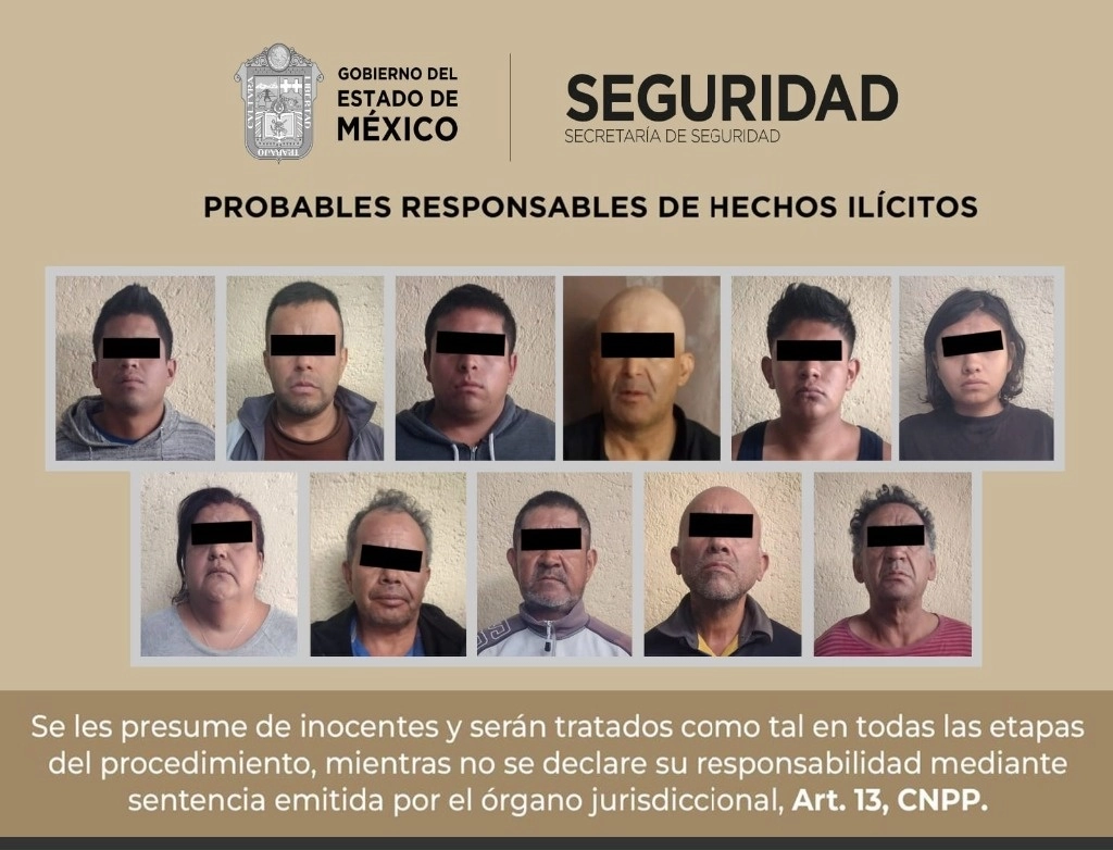 La Fiscalía del Estado de México detuvo a 13 personas integrantes de una banda de secuestradores. Foto Gobierno Edomex