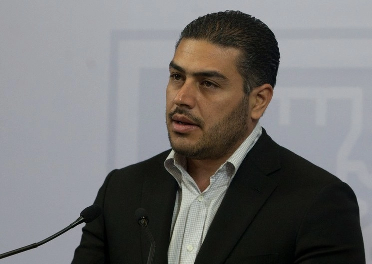 El jefe de la policía, Omar García Harfuch  se reunió por segunda ocasión en dos días con los empresarios de tiendas departamentales. Foto Cristina Rodríguez / Archivo 