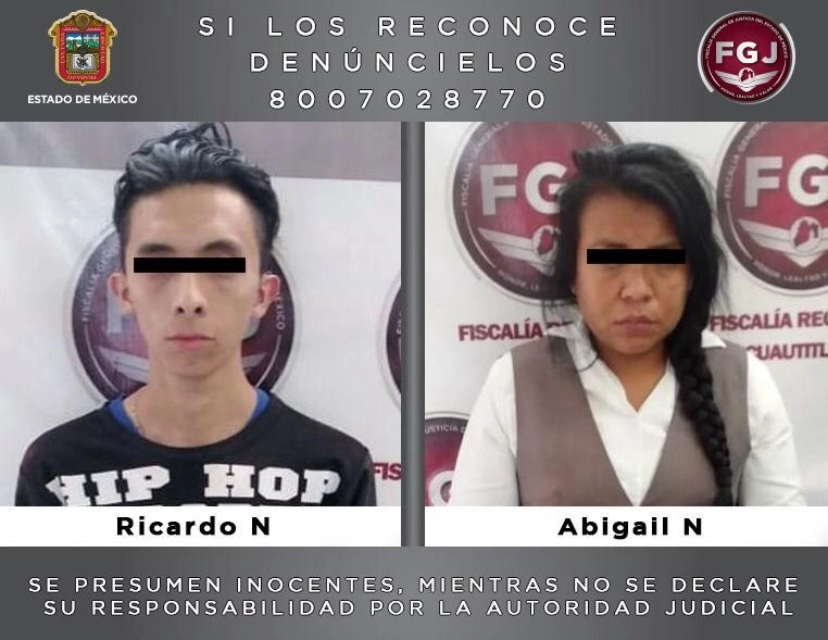 Los detenidos son señalados de engañar y robar un millón de pesos de la cuenta de hombre de 62 años. Foto tomada del Twitter de @FiscalEdomex
