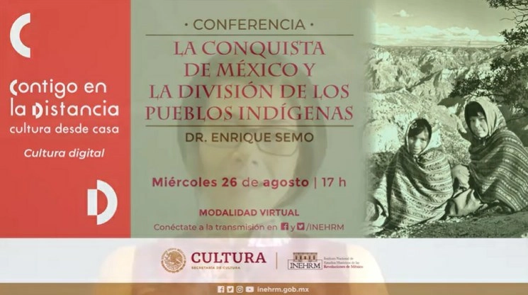 Imagen tomada de la transmisión de la conferencia 'La Conquista de México y la división de los pueblos indígenas', transmitida por YouTube