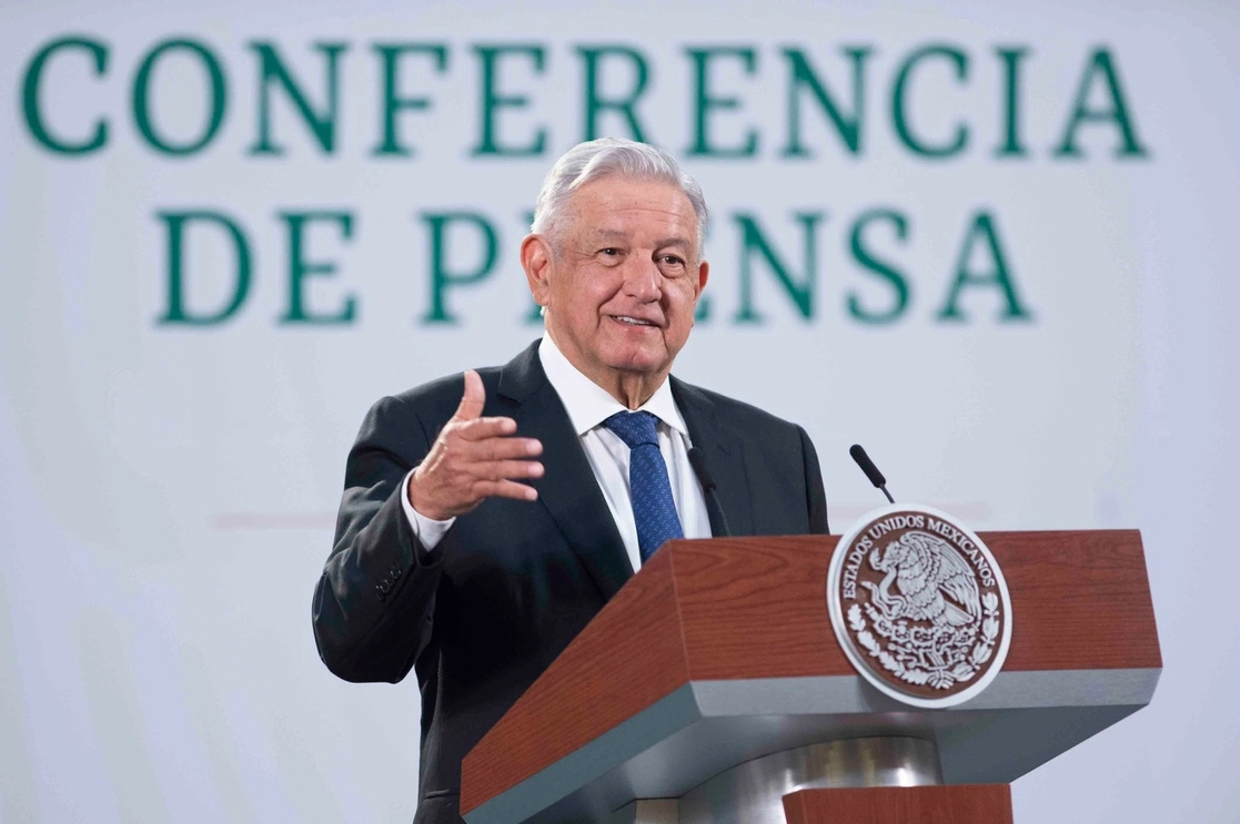 El presidente López Obrador durante su conferencia de este martes desde Palacio Nacional. Foto cortesía Presidencia 