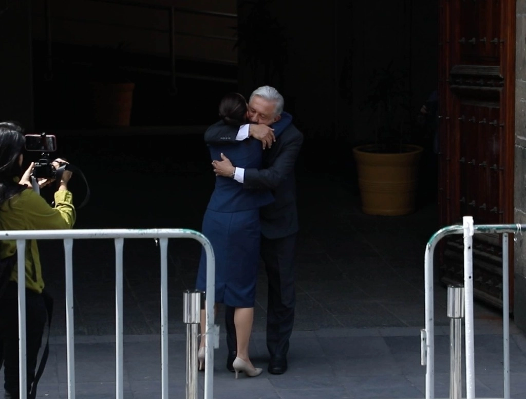 Andrés Manuel López Obrador y Claudia Sheinbaum en Palacio Nacional. Foto Jorge Ángel Pablo García 
