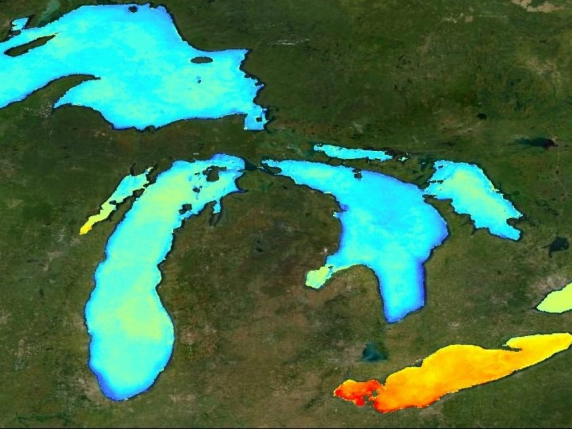 Los Grandes Lagos Laurentianos, situados entre Canadá y Estados Unidos. Imagen tomada del Twitter de @michigantech