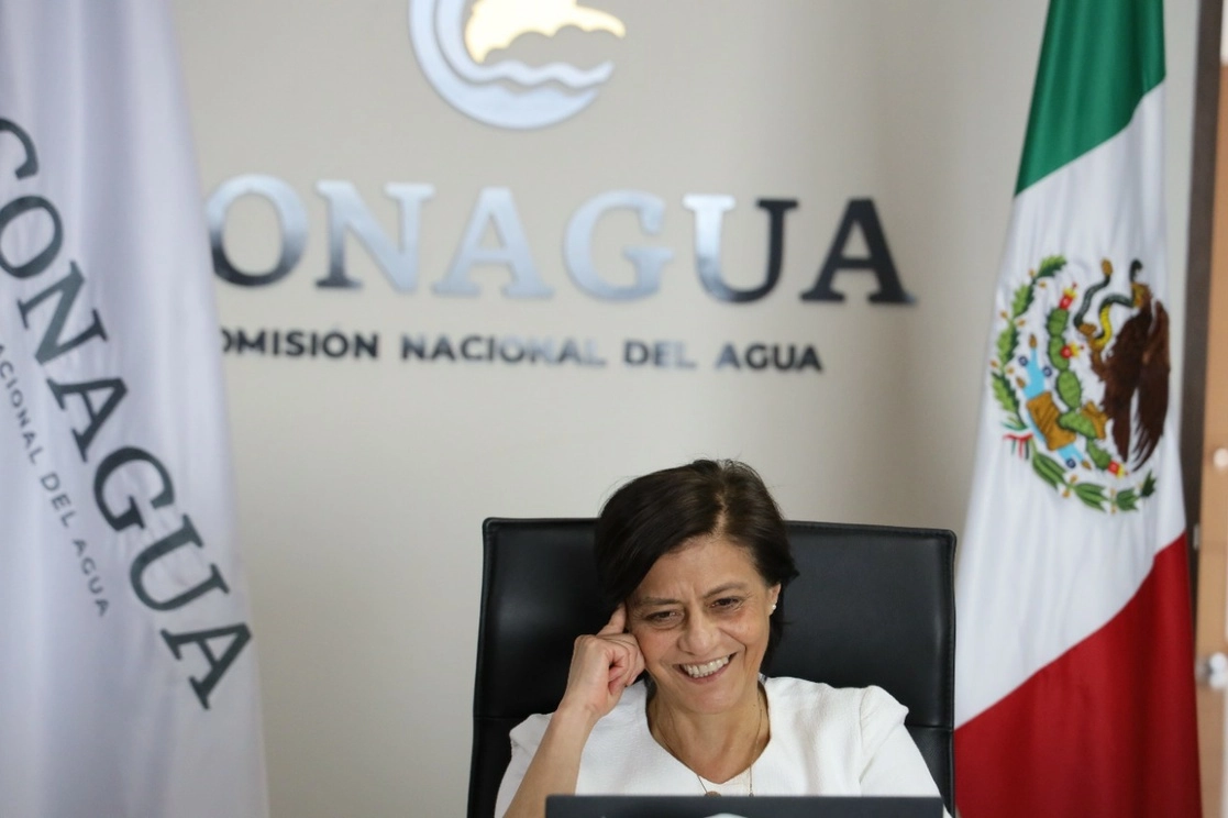 Blanca Jiménez durante una reunión virtual. Foto tomada del Twitter de @conagua_mx / Archivo