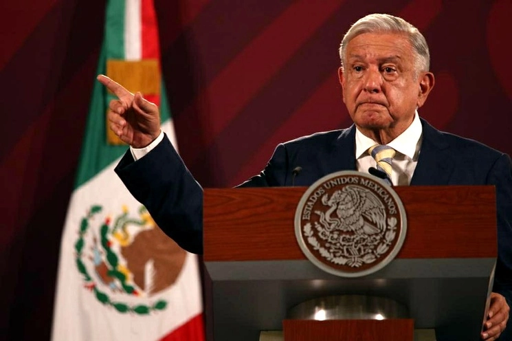 El presidente de México, Andrés Manuel López Obrador, durante su conferencia matutina en Palacio Nacional, en la Ciudad de México, el 12 de junio de 2023. Foto María Luisa Severiano