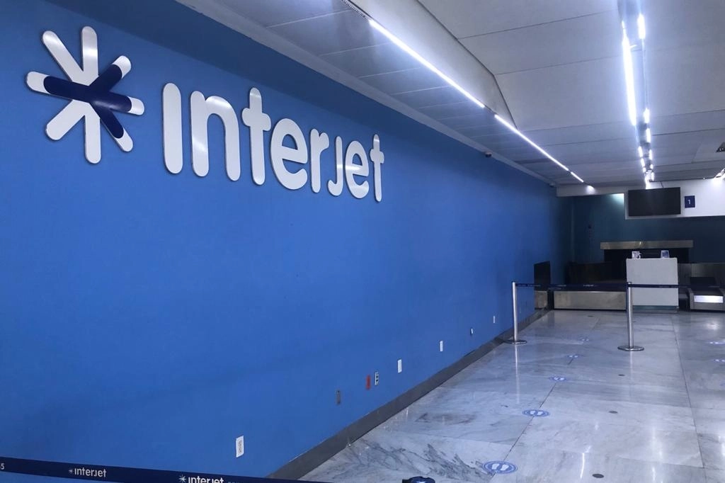 Mostrador de Interjet en la Terminal 1 del AICM el pasado 29 de noviembre de 2020. Foto Luis Castillo 