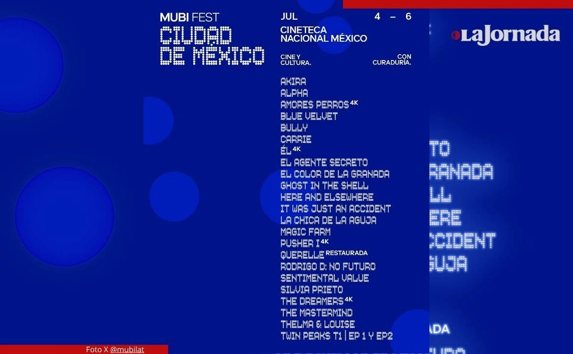 MUBI, plataforma especializda en cine independiente y de autor informó en sus redes sociales la cancelación del MUBI Fest 2025, que tendría lugar en la Cineteca Nacional del 4 al 6 de julio. Foto Tomada de X 